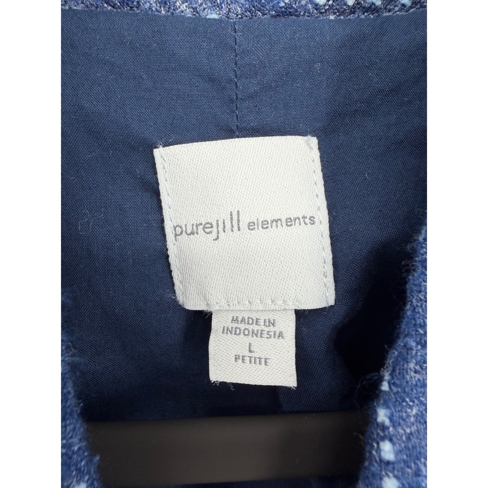 J. Jill Womens L Petite Blue Geometric Textured Open Front Elements Jacket - Picture 5 of 6